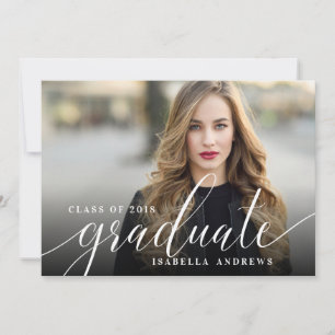 Faire-part Graduation de la photo avec script lettres main fé