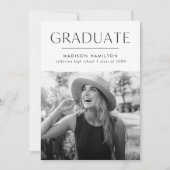 Faire-part Graduation de la photo blanche de bord moderne (Devant)