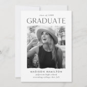 Faire-part Graduation de la photo blanche de bord moderne (Devant)