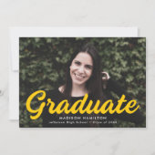 Faire-part Graduation de la photo de script jaune gras (Devant)