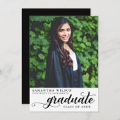 Faire-part Graduation de la photo de script moderne (Devant / Derrière)