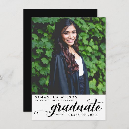 Faire-part Graduation de la photo de script moderne (Devant / Derrière)