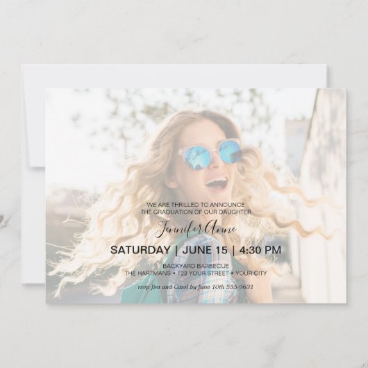 Faire-part Graduation de la photo de script moderne (Dos)