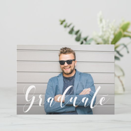 Faire-part Graduation de la photo de script moderne (Debout devant)