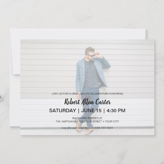 Faire-part Graduation de la photo de script moderne (Dos)