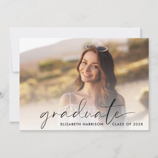Faire-part Graduation de la photo de script moderne (Devant)