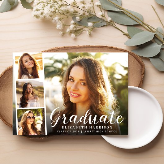 Faire-part Graduation de la photo de script moderne
