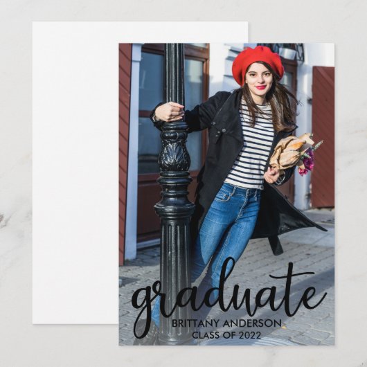 Faire-part Graduation de la photo de script moderne (Devant / Derrière)