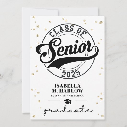 Faire-part Graduation de la photo Gold de Script moderne (Devant)