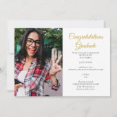 Faire-part Graduation de la photo Gold moderne (Dos)
