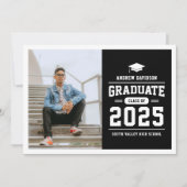 Faire-part Graduation de la photo noire moderne (Devant)