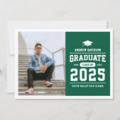 Faire-part Graduation de la photo verte moderne (Devant)