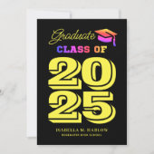 Faire-part Graduation de l'arc-en-ciel jaune (Devant)