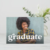 Faire-part Graduation de photo horizontale rétro en gras (Debout devant)