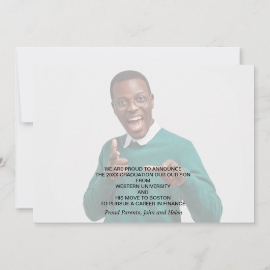 Faire-part Graduation de script moderne (Dos)