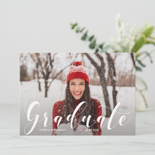 Faire-part Graduation de script moderne (Debout devant)