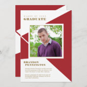 Faire-part Graduation des triangles de blocs de couleur rouge (Devant / Derrière)