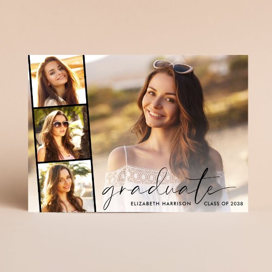 Faire-part Graduation du collage photo de script moderne
