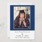 Faire-part graduation en bleu marine moderne (Devant)