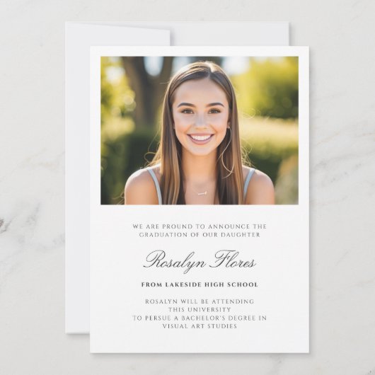 Faire-part Graduation en calligraphie blanche classique (Dos)