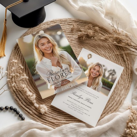 Faire-part Graduation en calligraphie noire classique