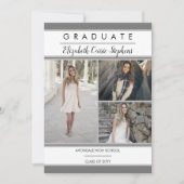 Faire-part Graduation en gris photo simple classe trois (Devant)