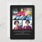 Faire-part Graduation en noir blanc 4 Photo Gras Arch Script (Dos)