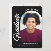 Faire-part Graduation en noir blanc 4 Photo Gras Arch Script (Devant)