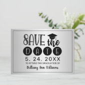 Faire-part Graduation Enregistrer la date Black Typography Ar (Debout devant)
