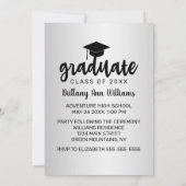 Faire-part Graduation Enregistrer la date Black Typography Ar (Dos)