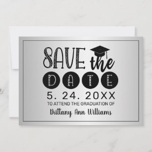 Faire-part Graduation Enregistrer la date Black Typography Ar
