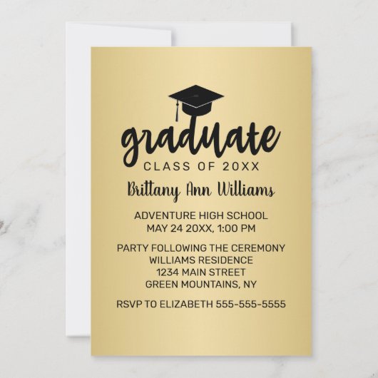 Faire-part Graduation Enregistrer la date Black Typography Go (Dos)