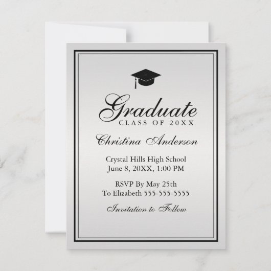 Faire-part Graduation Enregistrer la date Casquette de script (Dos)