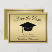 Faire-part Graduation Enregistrer la date Gold Black Script C (Devant / Derrière)