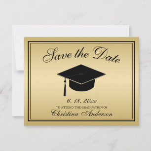 Faire-part Graduation Enregistrer la date Gold Black Script C