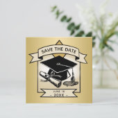Faire-part Graduation Enregistrer la date Gold Grad Casquette (Debout devant)