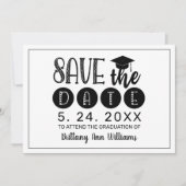 Faire-part Graduation Enregistrer la date Noir Typographie Bl (Devant)