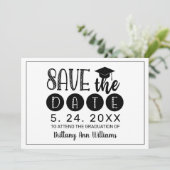 Faire-part Graduation Enregistrer la date Noir Typographie Bl (Debout devant)