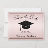 Faire-part Graduation Enregistrer la date Rose or Script Casq (Devant)