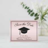 Faire-part Graduation Enregistrer la date Rose or Script Casq (Debout devant)