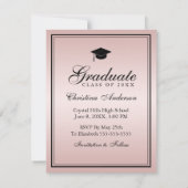 Faire-part Graduation Enregistrer la date Rose or Script Casq (Dos)