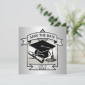 Faire-part Graduation Enregistrer la date Silver Grad Casquet (Debout devant)