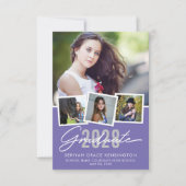 Faire-part Graduation florale violet rétro Collage photo (Devant)
