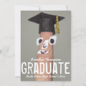 Faire-part Graduation Funny Grad Casquette Cartoon 2023 Gradu (Devant)