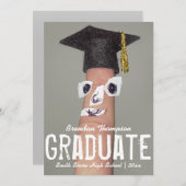 Faire-part Graduation Funny Grad Casquette Cartoon 2023 Gradu (Devant / Derrière)