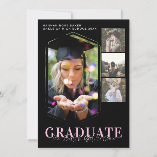 Faire-part Graduation géométrique minimale moderne 4 Photo (Devant)