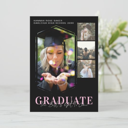 Faire-part Graduation géométrique minimale moderne 4 Photo (Debout devant)