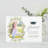Faire-part Graduation géométrique verte (Debout devant)