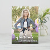 Faire-part Graduation Girly Chic Script (Debout devant)