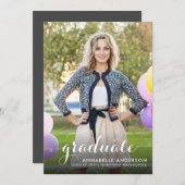 Faire-part Graduation Girly Chic Script (Devant / Derrière)